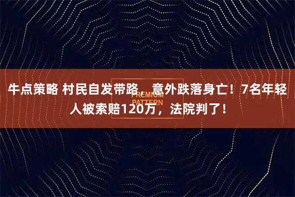 牛点策略 村民自发带路，意外跌落身亡！7名年轻人被索赔120万，法院判了！